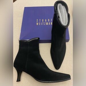 STUART WEITZMAN -Black Ankle Bootie,Gore-Tex, leather trim, side zip, size 11 M